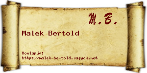Malek Bertold névjegykártya